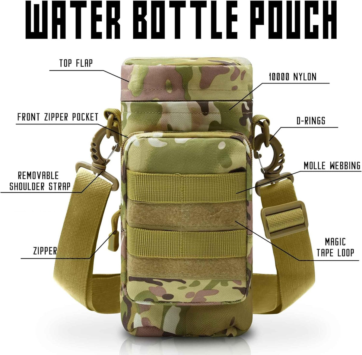 Tactical MOLLE Trinkflaschentasche – isoliert, abnehmbarer Riemen