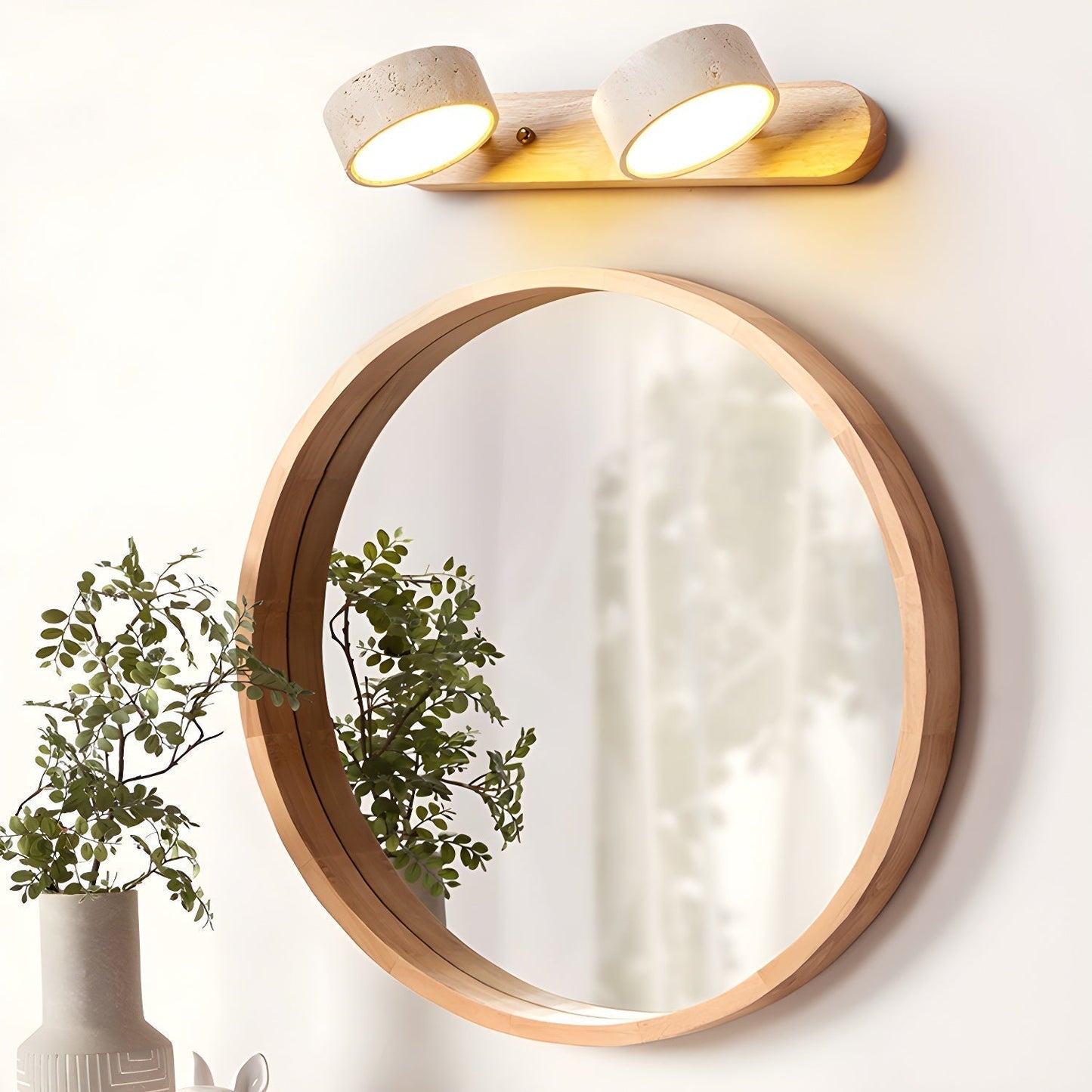 Rebolet | Travero Duo Wandleuchte – Modern, Doppelarm, Travertin-Optik