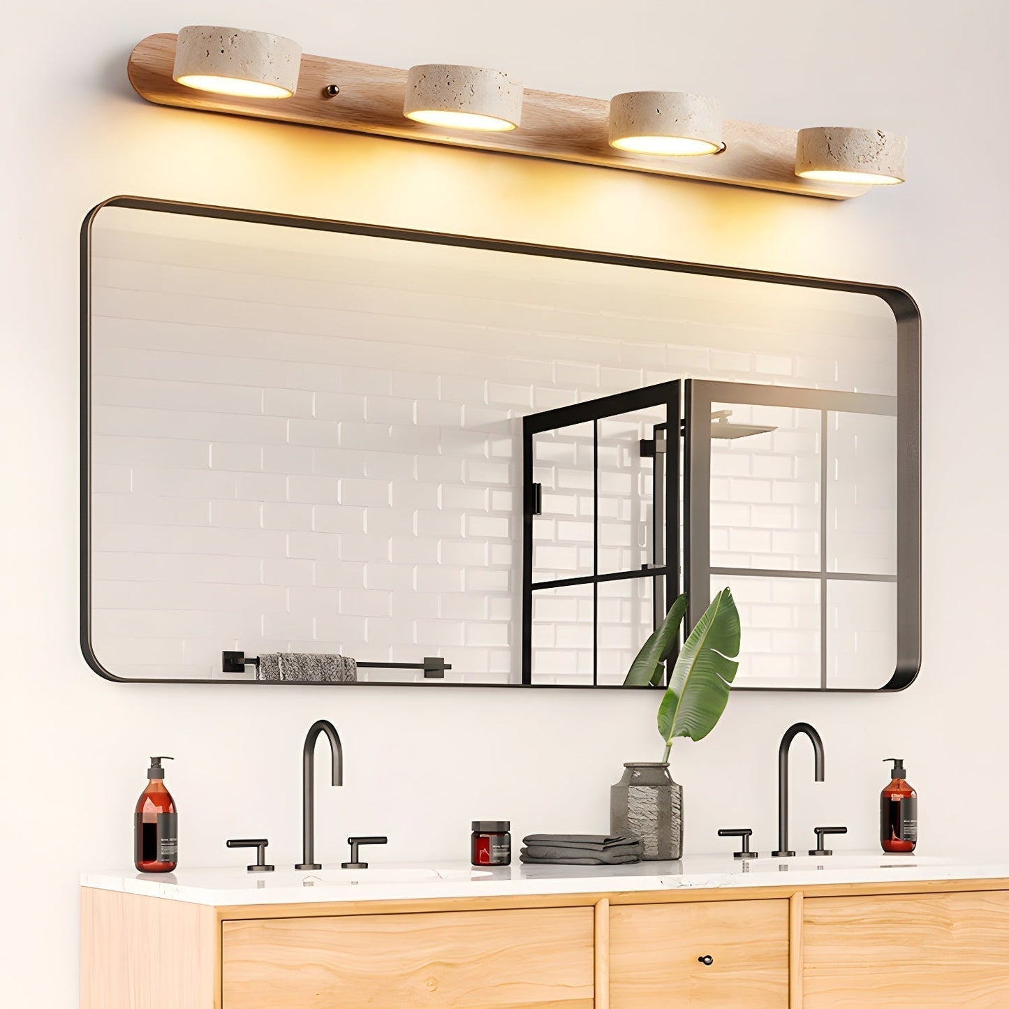 Rebolet | Travero Duo Wandleuchte – Modern, Doppelarm, Travertin-Optik