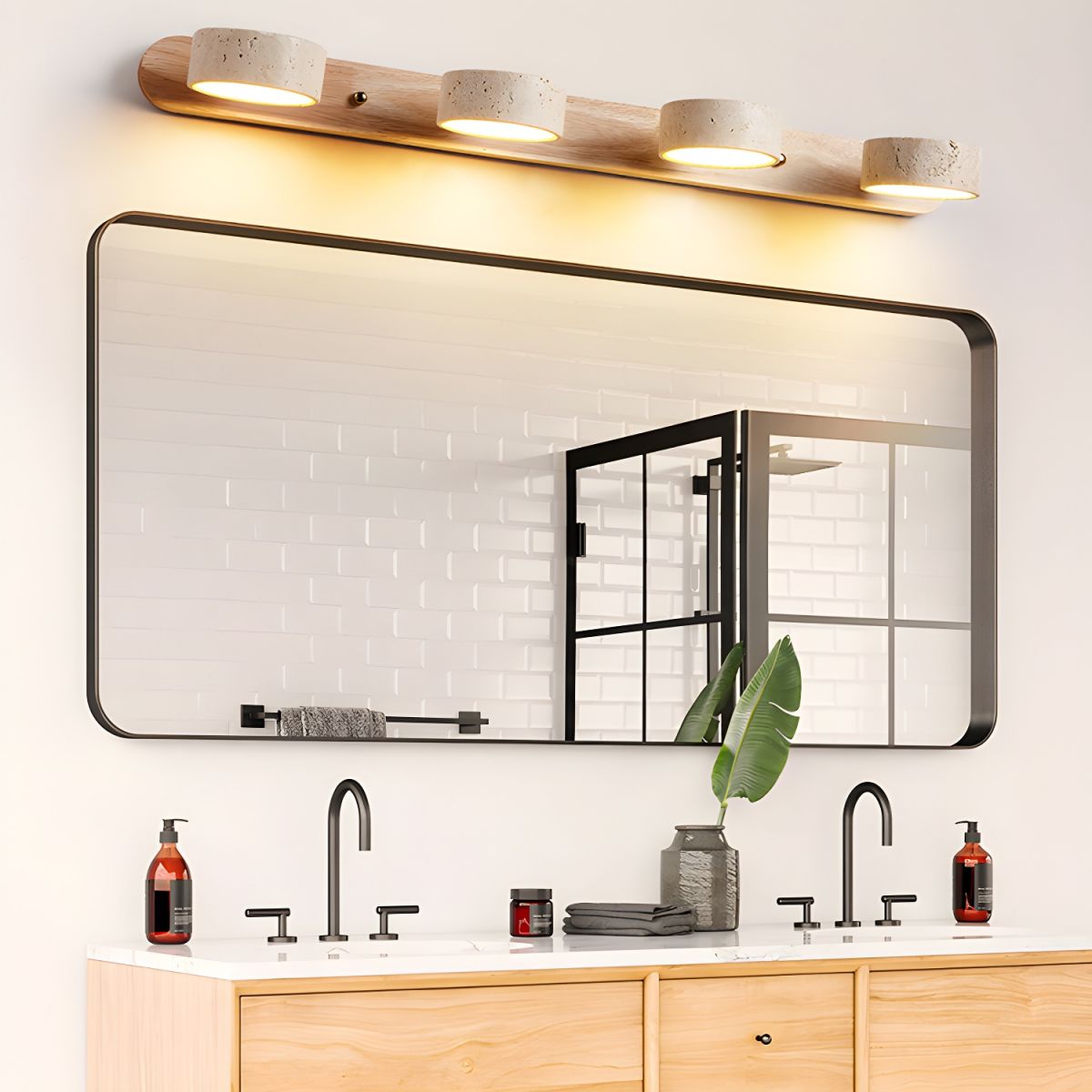 Rebolet | Travero Duo Wandleuchte – Modern, Doppelarm, Travertin-Optik