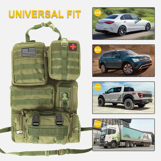 Tactical Rücksitz-MOLLE-Organizer mit 5 abnehmbaren MOLLE-Taschen