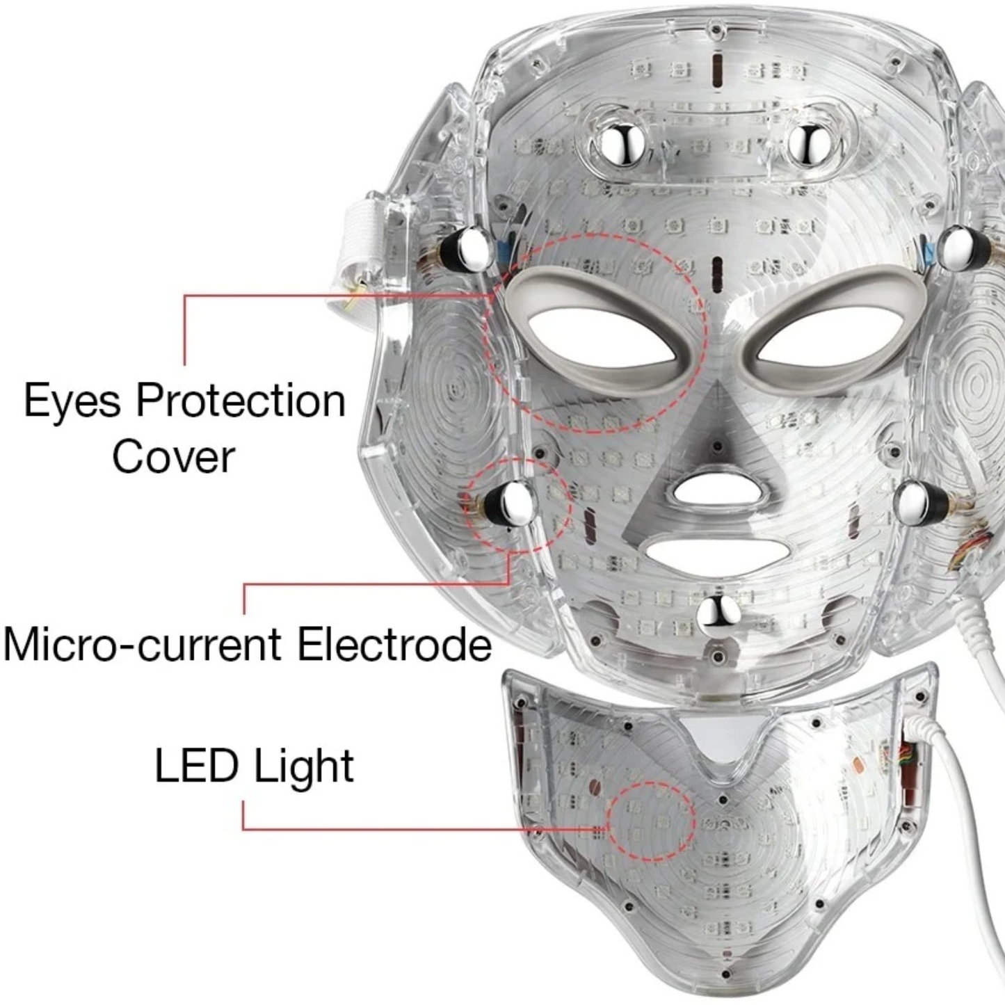 Rebolet | 7 Farben LED Photon Lichttherapie Maske - Gesichts- und Halsbehandlung