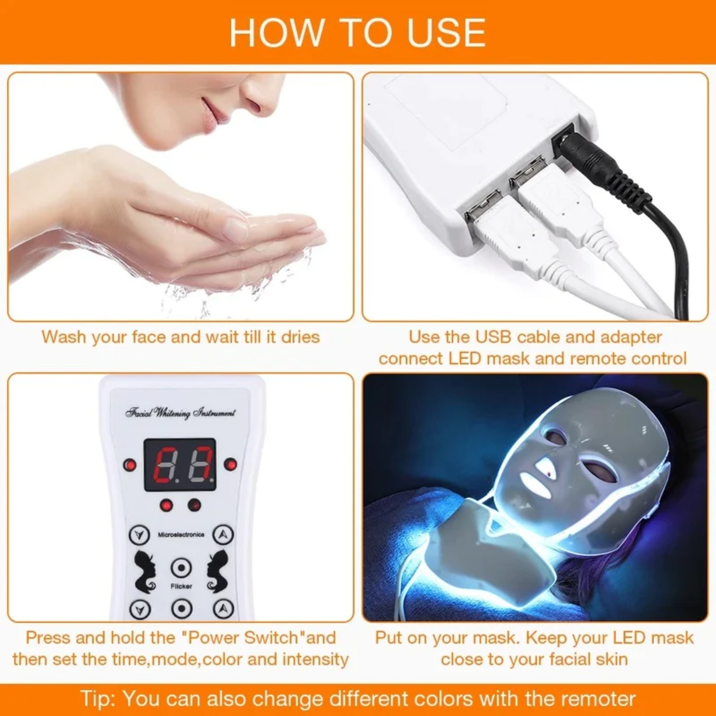 Rebolet | 7 Farben LED Photon Lichttherapie Maske - Gesichts- und Halsbehandlung