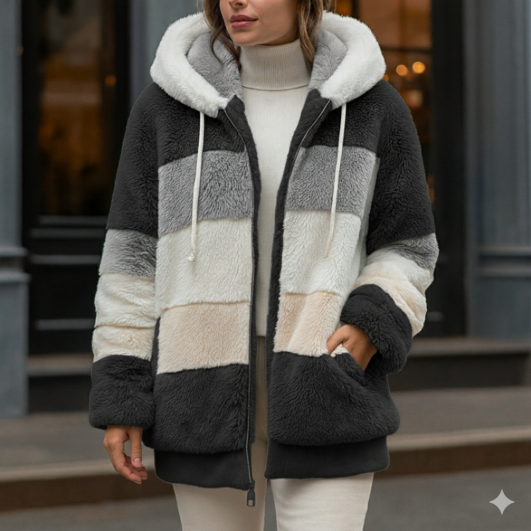 Fleecejacke mit Kapuze & Farbblock-Design – NordLuxe Hoodie