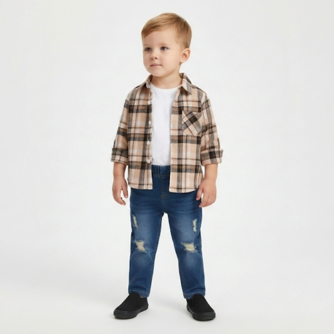Kariertes Flanellhemd-Set