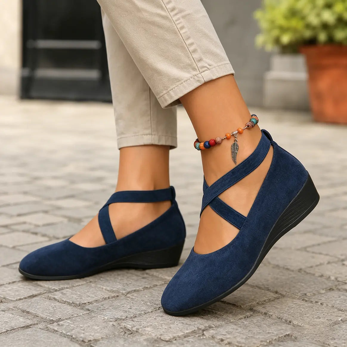 Damen-Komfort-Ballerinas mit Fußgewölbestütze