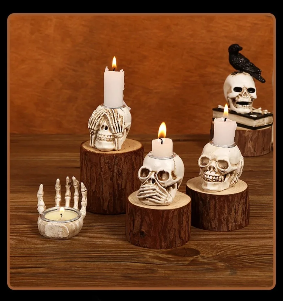 Rebolet | TotenkopfGlühen Skullight 3pc Halloween Schädel Kerzenständer Set