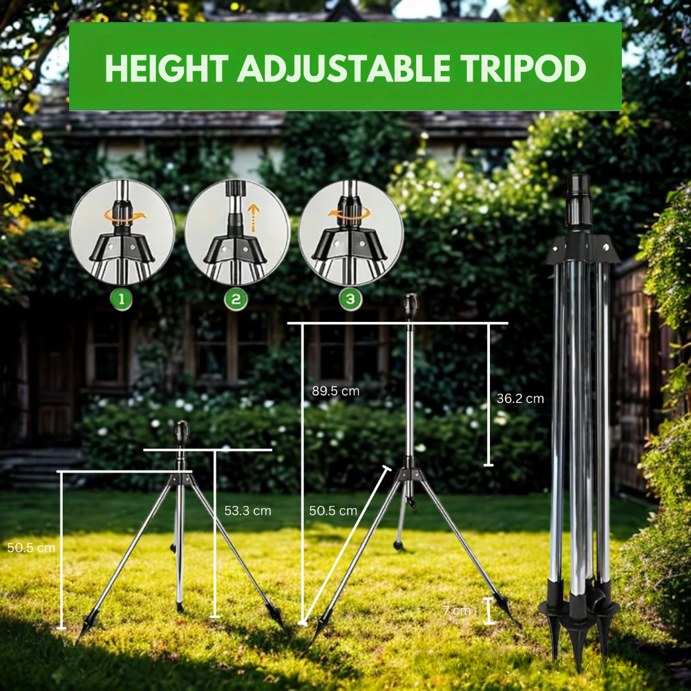 Rebolet | Gardexon – Sprühgerät 360° Edelstahl-Stativ – Gartenbewässerung
