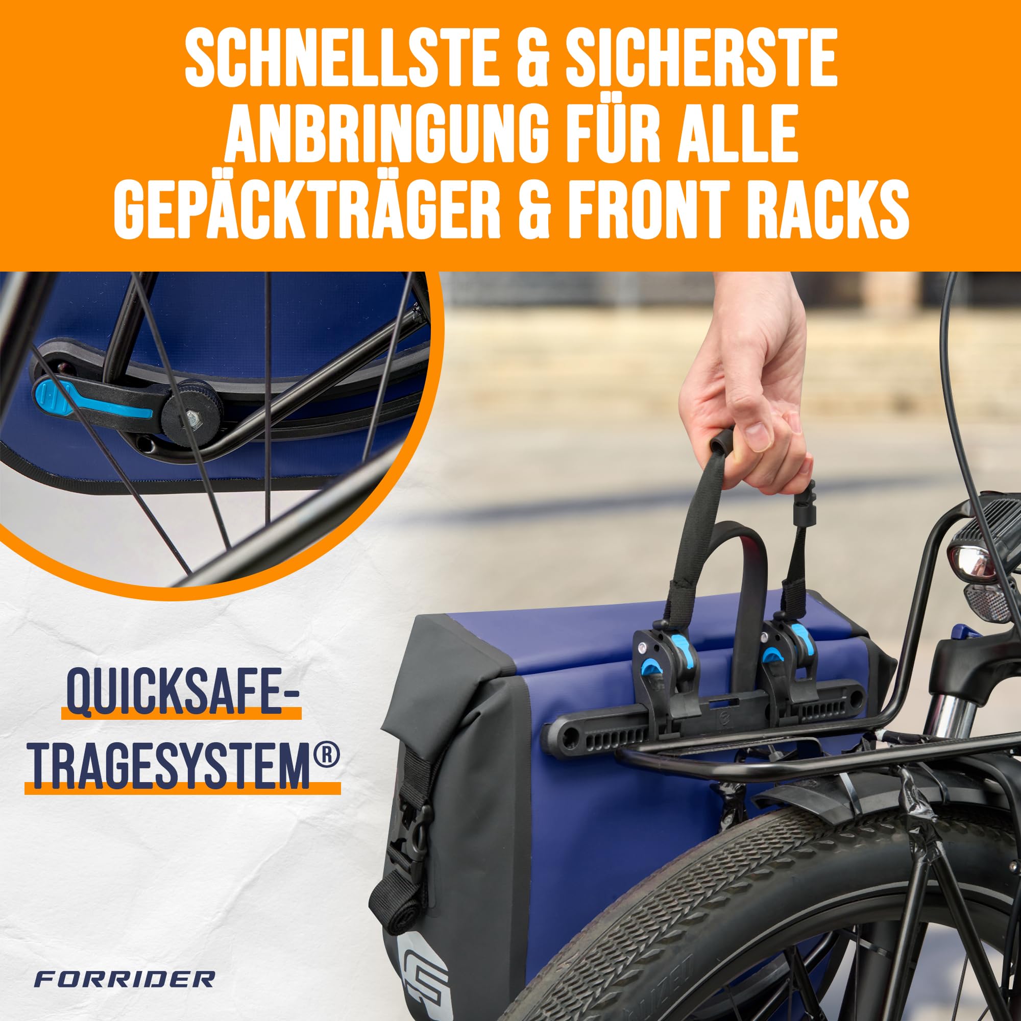 Forrider Fahrradtasche Vorne Wasserdicht [14 L] - Auch für Gepäckträger, Front Rack, Fahrrad Tasche [Neuheit 2024]