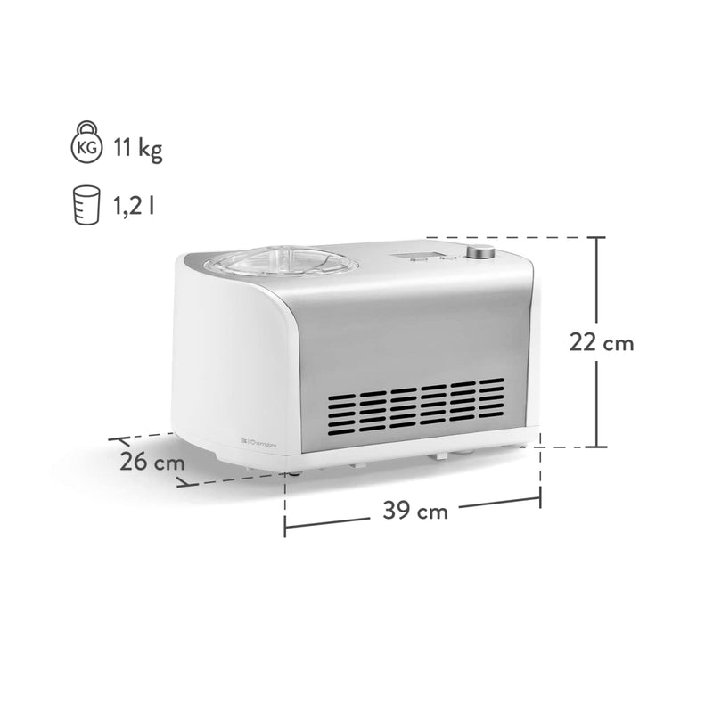 SPRINGLANE Eismaschine Elli 1,2 L mit selbstkühlendem Kompressor 135 W, Eiscrememaschine aus Edelstahl mit entnehmbarem Eisbehälter, inkl. Rezeptheft