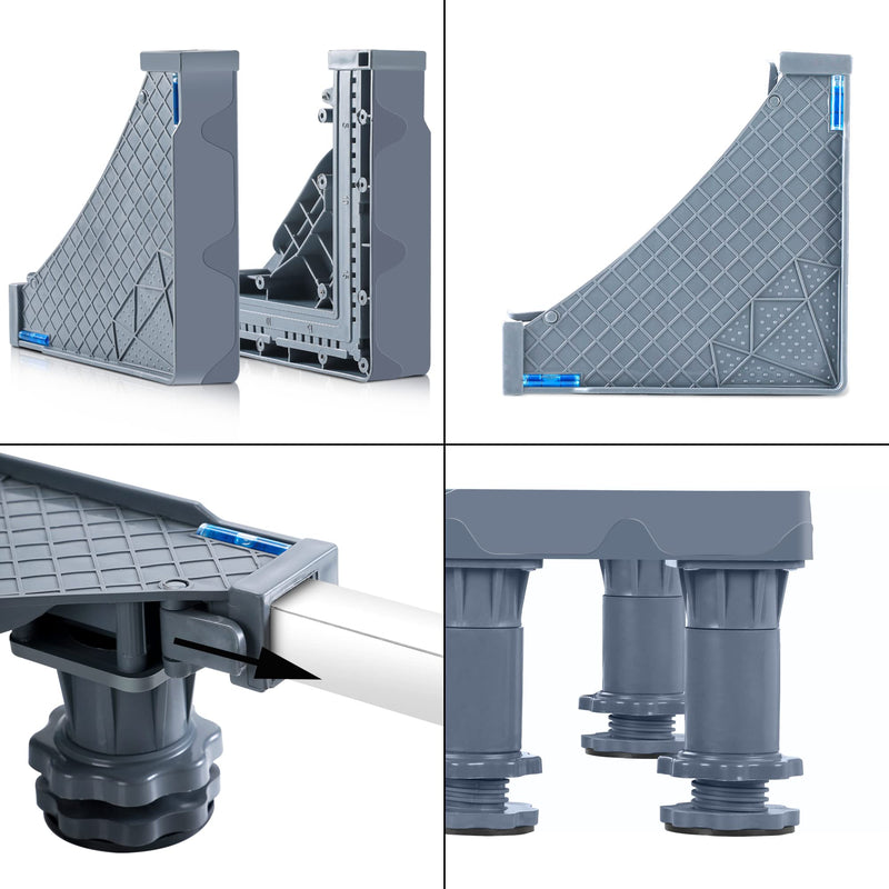 [en.casa] Waschmaschinen-Untergestell Kirburg Sockel 8 höhenverstellbare Füße bis 400 kg zum Erhöhen von Großgeräten Podest Grau