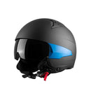 Westt Rover l Jethelm Motorradhelm Helm l 3 austauschbare Seitenteile l Sonnenblende Retro Stil l Matt Schwarz l ECE Zertifiziert l Größe S