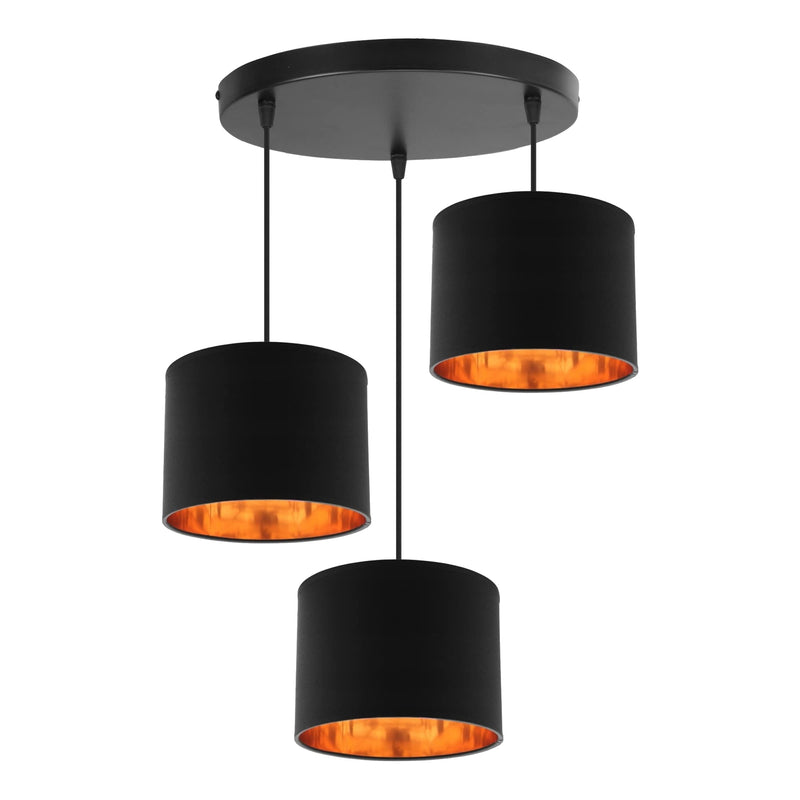 lux.pro Hängeleuchte Scarborough Pendelleuchte aus Kunststoff und Stoff Deckenlampe für Wohnzimmer Schlafzimmer 3 x E14 ohne Leuchtmittel Schwarz