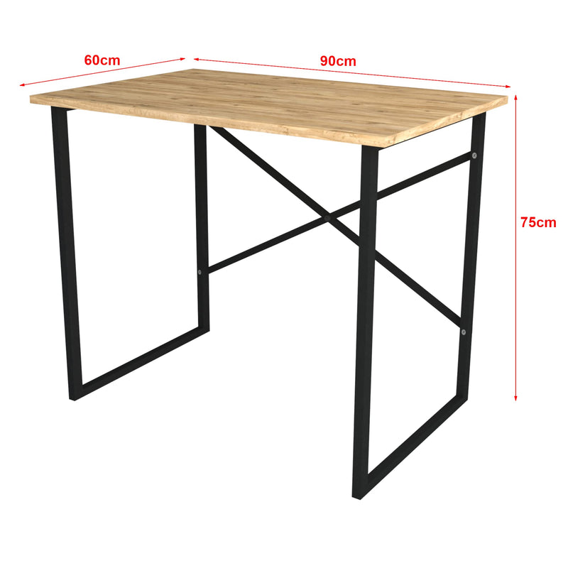 [en.casa] Schreibtisch Tjeldsund Computertisch Bürotisch 75 x 90 x 60 cm Arbeitstisch Metallgestell Laptoptisch Eiche