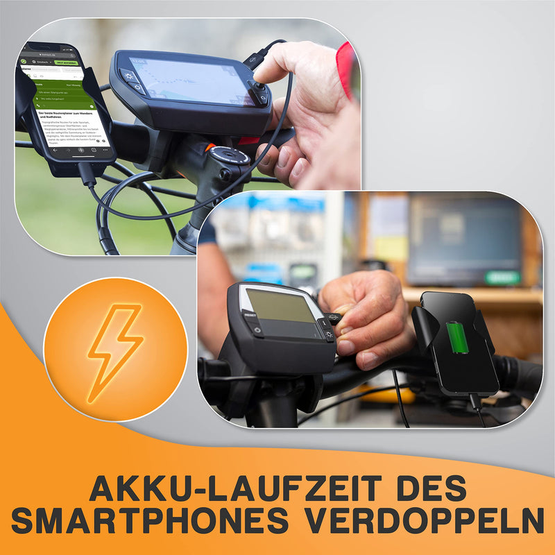 Wheeloo Ebike Ladekabel für iPhone oder USB C I für Bosch Intuvia, Kiox, Nyon (alt) E-Bike Display I Micro USB zu Lightning oder USBC Fahrradcomputer I für Handy Navigation I OTG Funktion