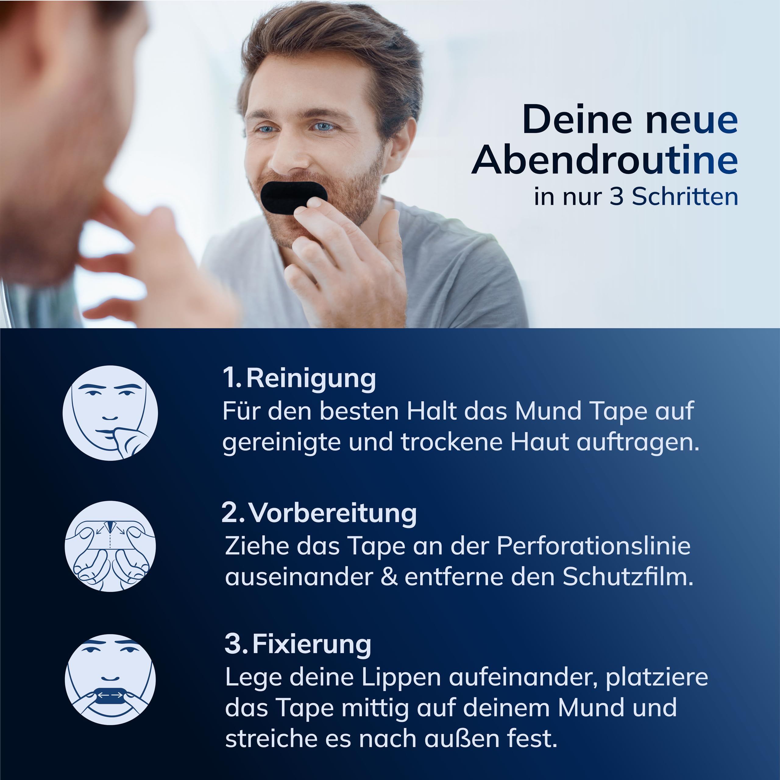 Behale - 30x Mundpflaster gegen Schnarchen - Mouth Tape for sleeping I Anti schnarch Unterstützung I Schnarchstopper mit Stärke auf für Bartträger I Mundpflaster schlafen