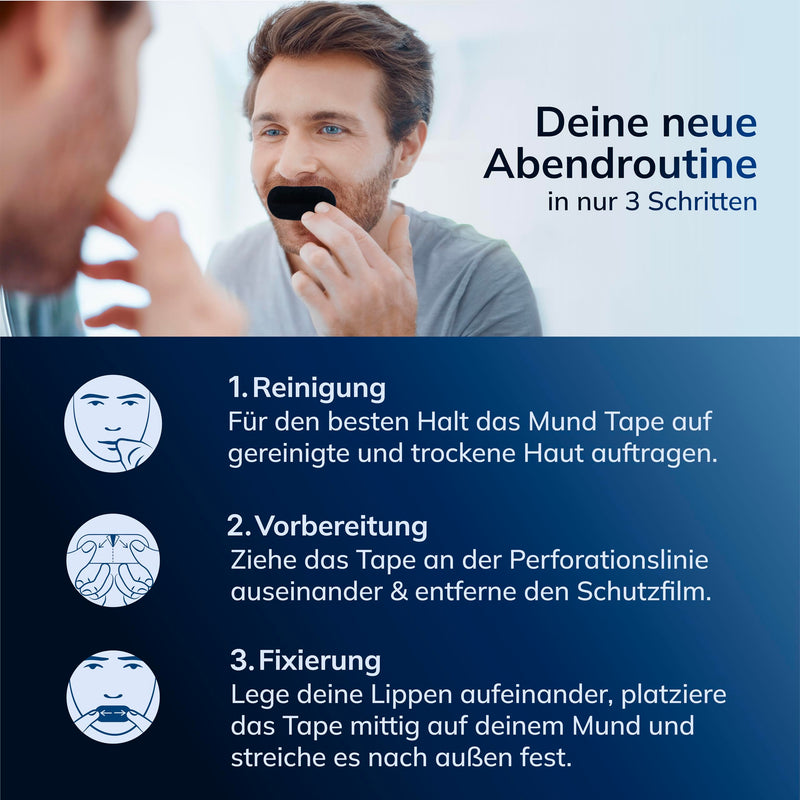 Behale - 30x Mundpflaster gegen Schnarchen - Mouth Tape for sleeping I Anti schnarch Unterstützung I Schnarchstopper mit Stärke auf für Bartträger I Mundpflaster schlafen