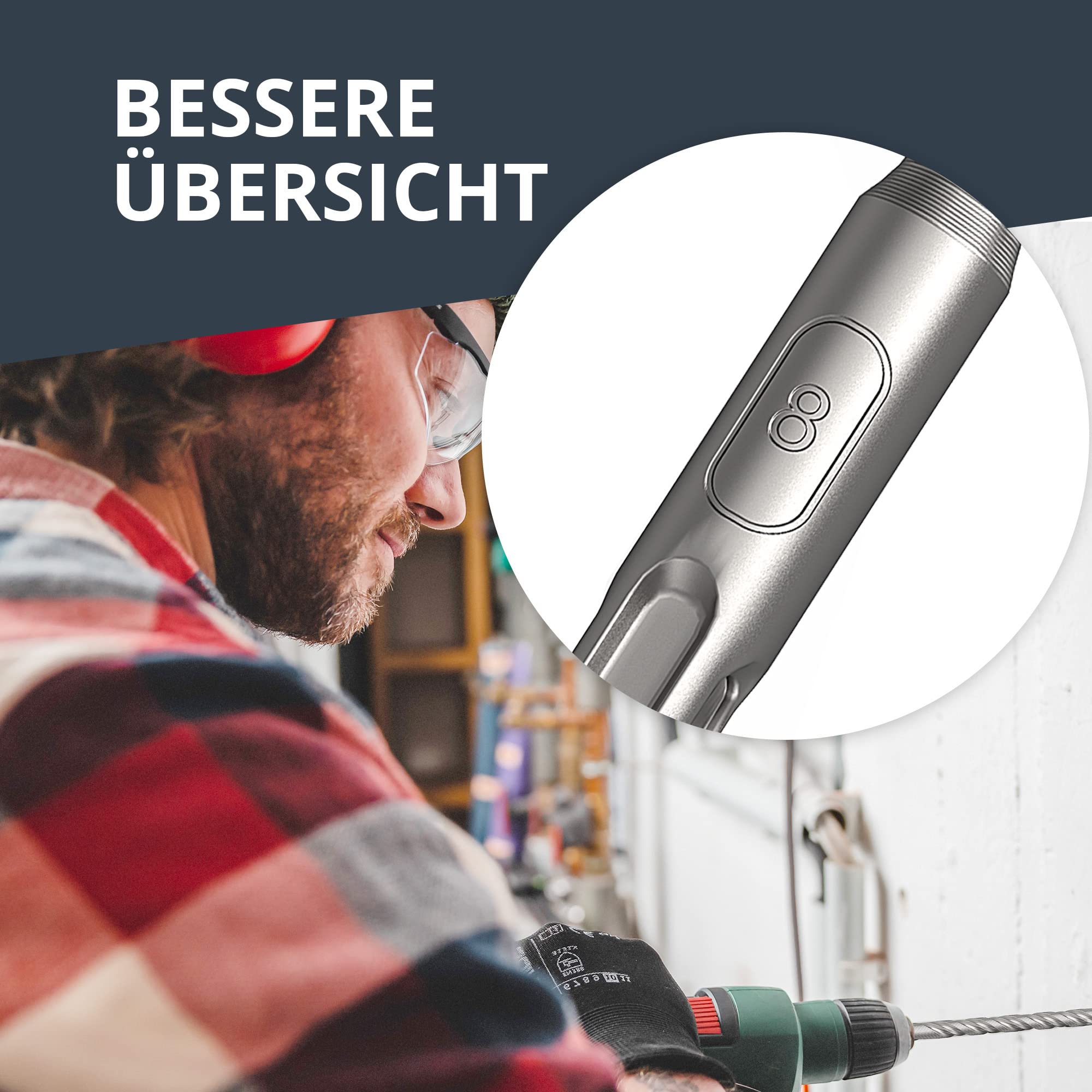 BAURIX® SDS Plus Bohrer Set [7 Stück] I NARWAL®-Bohrer - Mühelos Durch Beton Bohren I Steinbohrer Set 5,6,6,8,8,10,12mm - Länge: 160mm I Hammerbohrer, Betonbohrer Set für Bosch, Hilti, Einhell uvm.