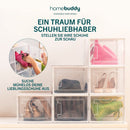 HomeBuddy Schuhbox - 6 Schuhboxen Stapelbar - Stabile Schuhaufbewahrung - Schuhboxen Stapelbar Transparent mit Rückseitiger Lüftung - Transparenter Schuhorganizer mit Bambuskohle-Desodorierer