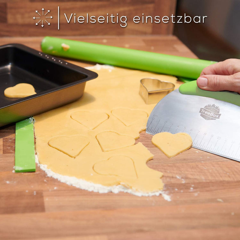 TreeBox Profi Teigschneider aus Edelstahl und Silikon – Der Moderne Teigschaber ohne Plastik – Stabil und Hitzebeständig - Perfekt für Kuchen, Torte und Plätzchen