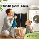 AMBIAVO® Wäschekorb 2 Fächer [schwarz, 100% Baumwolle, Bambus, 60 l Volumen] | Wäschesammler für Schmutzwäsche| Wäsche Sortiersystem | Wäschesortierer Holz | Wäschebox | laundry baskets