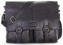 LEABAGS Leder Aktentasche Herren & Damen I Echtleder Laptoptasche bis 15 Zoll I Umhängetasche mit Schultergurt I Schultertasche I Messenger Bag I Arbeitstasche I Lehrertasche I Nappa Schwarz