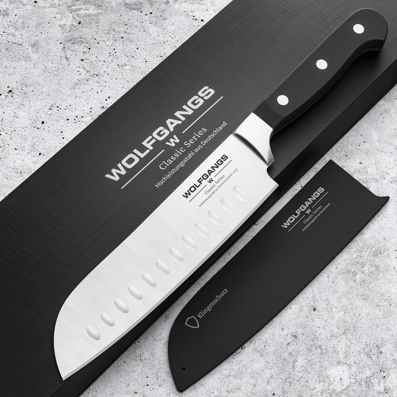 Wolfgangs hochwertiges Santoku Messer - Sushi Messer extrascharfe rostfreie Premium-Klinge - Santokumesser aus deutschem Hochleistungsstahl - Santoku