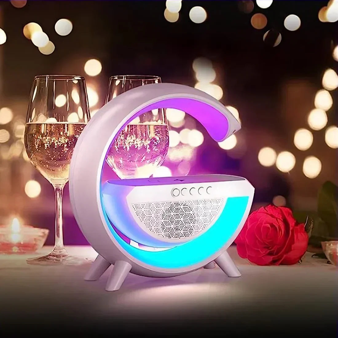 Rebolet | Multifunktionaler Bluetooth-Lautsprecher mit Licht, kabellosem Laden & Uhr