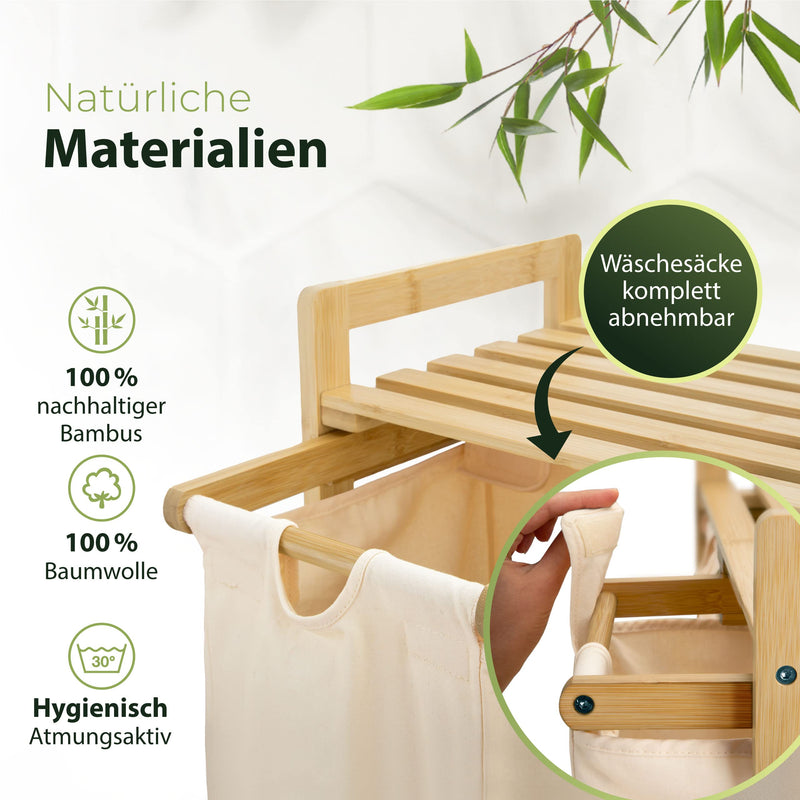 AMBIAVO® Wäschekorb 3 Fächer