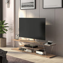 [en.casa] TV Board Säffle Fernsehtisch mit 2 Ablagen Lowboard 180 x 33 x 30 cm Sideboard Walnuss-Optik/Chromfarben