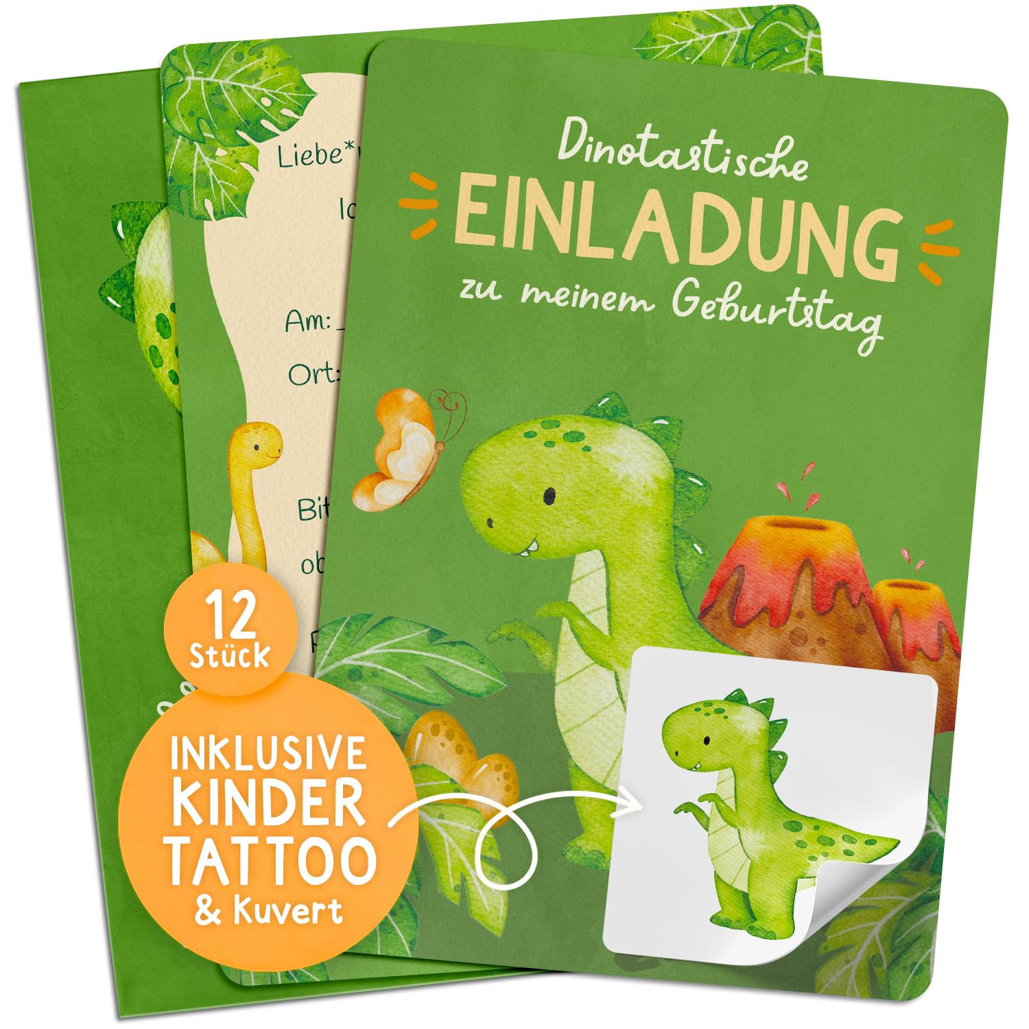 Famifidus 12x Einladungskarten Kindergeburtstag mit Kindertattoos I Einladungskarten Geburtstag in verschiedenen Motiven I Einladungskarten Kindergeburtstag Mädchen & Jungen (Einhörner)