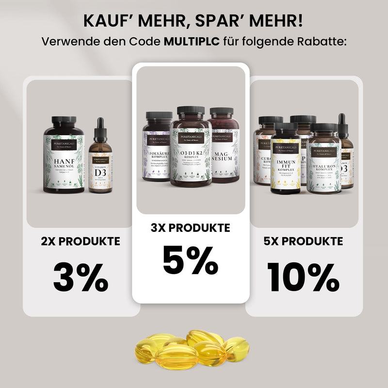 Omega 3 + Vitamin D3, K2 MK7 All-Trans mikroverkapselt - Premium Essentials O3-D3-K2 hochdosiert - Fischöl mit essentiellen EPA & DHA Fettsäuren | Fisch Öl Omega3 Fish Oil Tropfen | 240 Kapseln