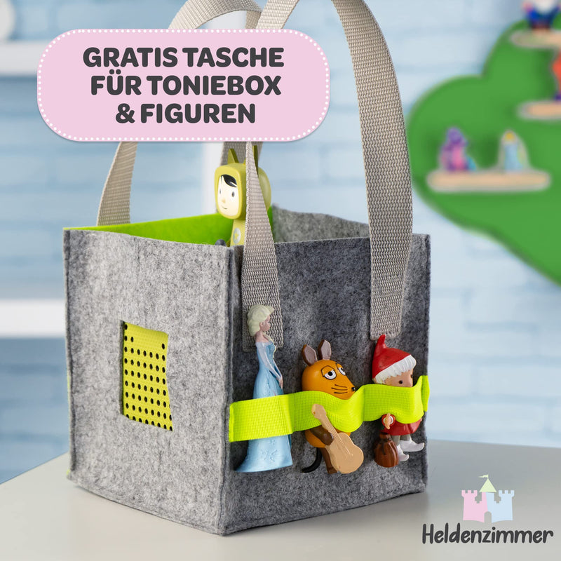 Heldenzimmer - Tonie Regal Wolke Grün [GRATIS Tragetasche] - Für Toniebox Regal bis 20 Figuren - Tonie Regal Mädchen und Junge - Perfekte Tonie Aufbewahrung im Kinderzimmer