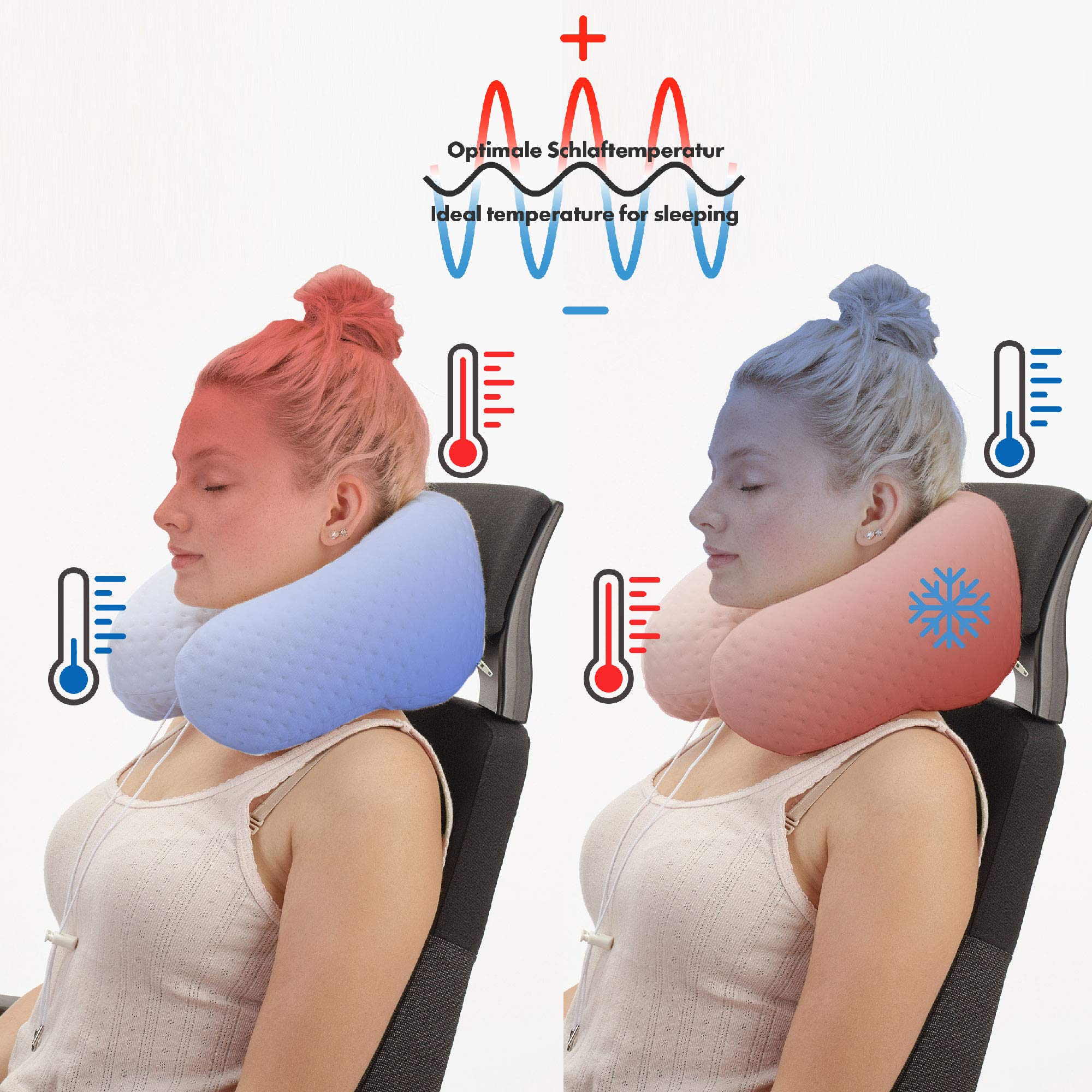 sofi Reise-Nackenkissen Memory Foam - Ergonomisches Reisekissen für Flugzeug, Auto - Thermoregulierender Bezug