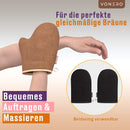 VONERO© Premium Selbstbräuner Handschuhe - Verbessertes Konzept 2020 I Bräunungshandschuh für Selbstbräuner I Selbstbräuner-Handschuh für Gesicht und Körper I Self Tan Handschuh I 2er Set