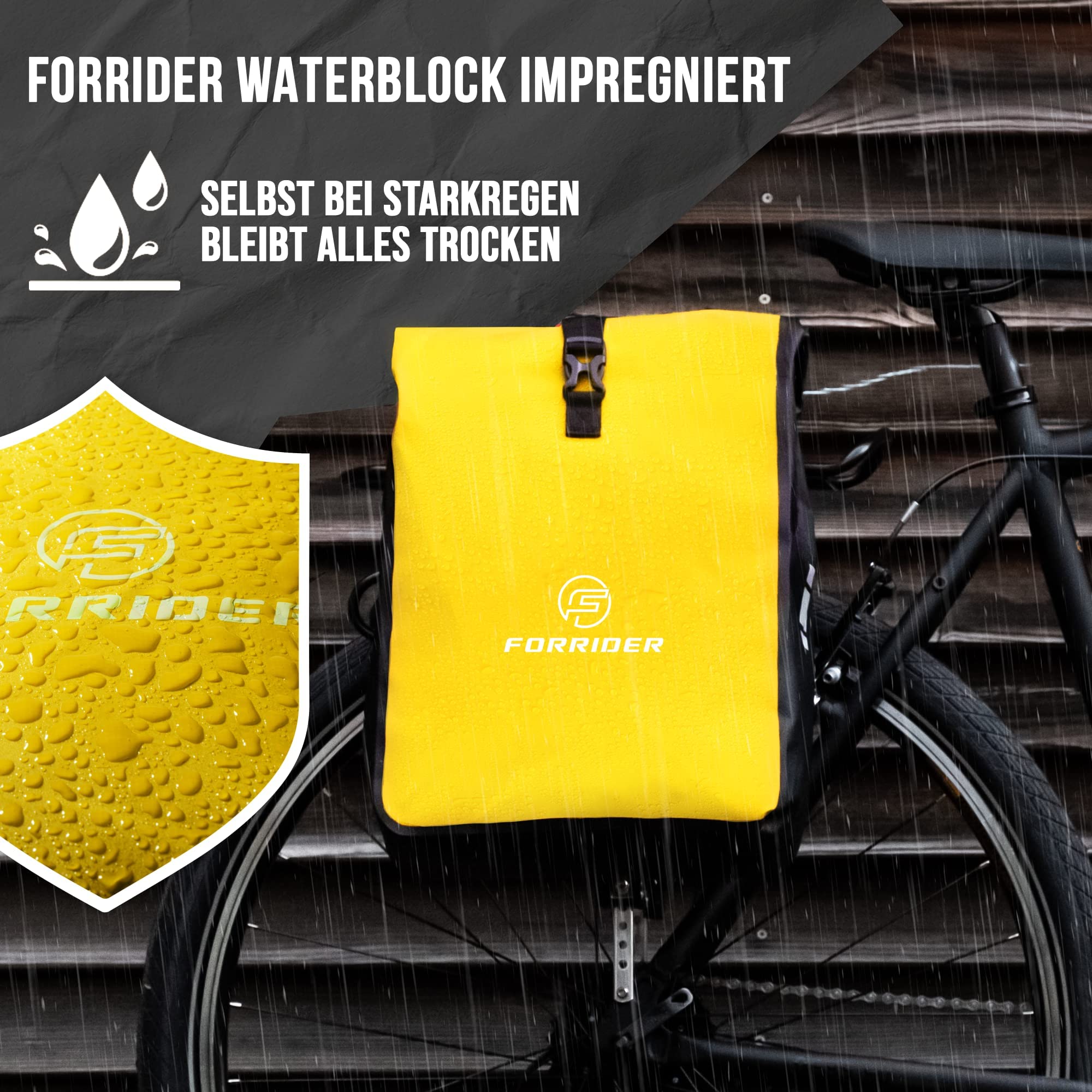 Forrider Fahrradtasche Wasserdicht für Gepäckträger [22L Volumen] mit Schultergurt | Gepäckträgertasche | Einzel | Fahrrad Tasche Packtasche hält an jedem Gepäckträger (Blau)