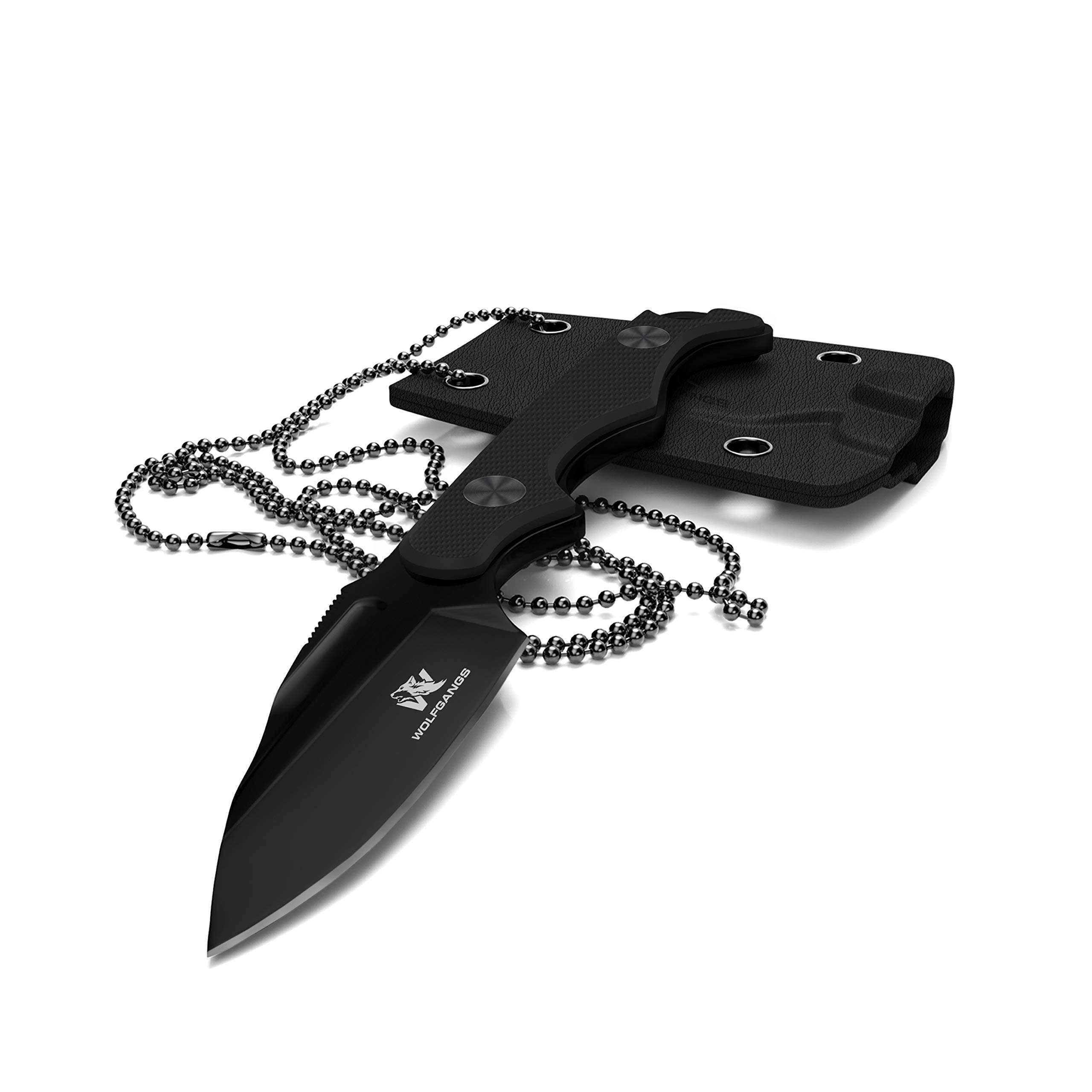 Wolfgangs CITO Neck Knife Messer - inklusive Kydex Scheide und Kugel Halskette zum umhängen - Mini Tactical Survival Outdoor Messer für verstecktes tragen (Cito - Schwarz)