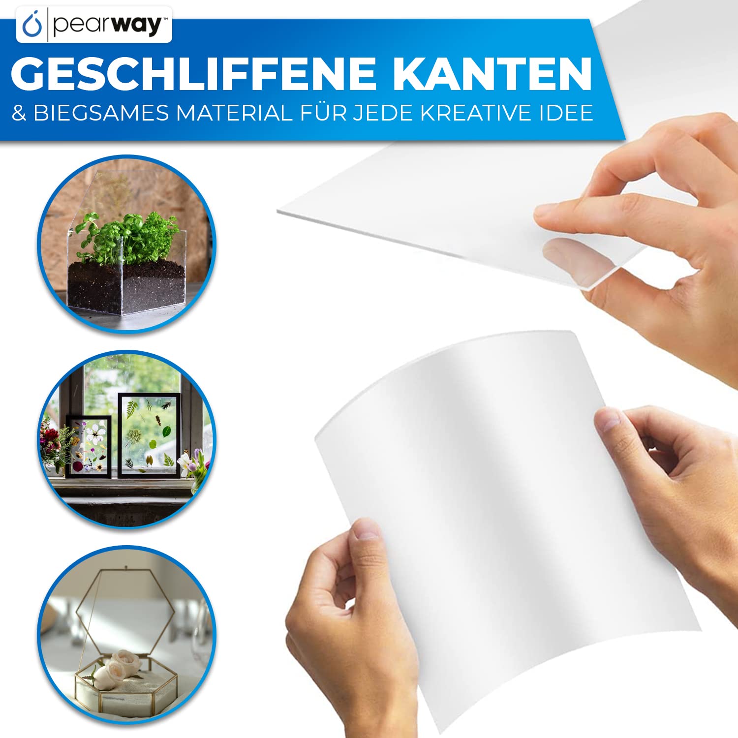 PEARWAY™ Profi Set ultra klare Acrylglas Platten [10er Set] I 10x15cm (4x6 Zoll) I transparente Acrylglas Platte I Glas zum Bemalen I Plexiglas 1mm I ideal für Modellbau oder Tischaufsteller