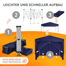 Kronenburg Faltpavillon wasserdicht Dachmaß 2 x 2 m UV Schutz 50+ Pavillon in Blau mit 4 Seitenteilen