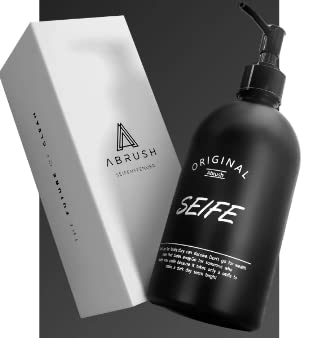 Abrush® Das Original - Seifenspender aus Glas mit Kunststoff-Pumpaufsatz in schwarz | stabil & langlebig | im eleganten Design mit 500ml Volumen | perfekt für Spüli, Seife und Lotion - Rebolet.Shop