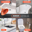 Abrush Pömpel für Toilette, Dusche & Küche | 140mm Abflussreiniger (Made in Germany) | Universal-Saugglocke für jeden Abfluss | Ausgussreiniger Pümpel aus Gummi | Abflussreiniger Pumpe - Rebolet.Shop