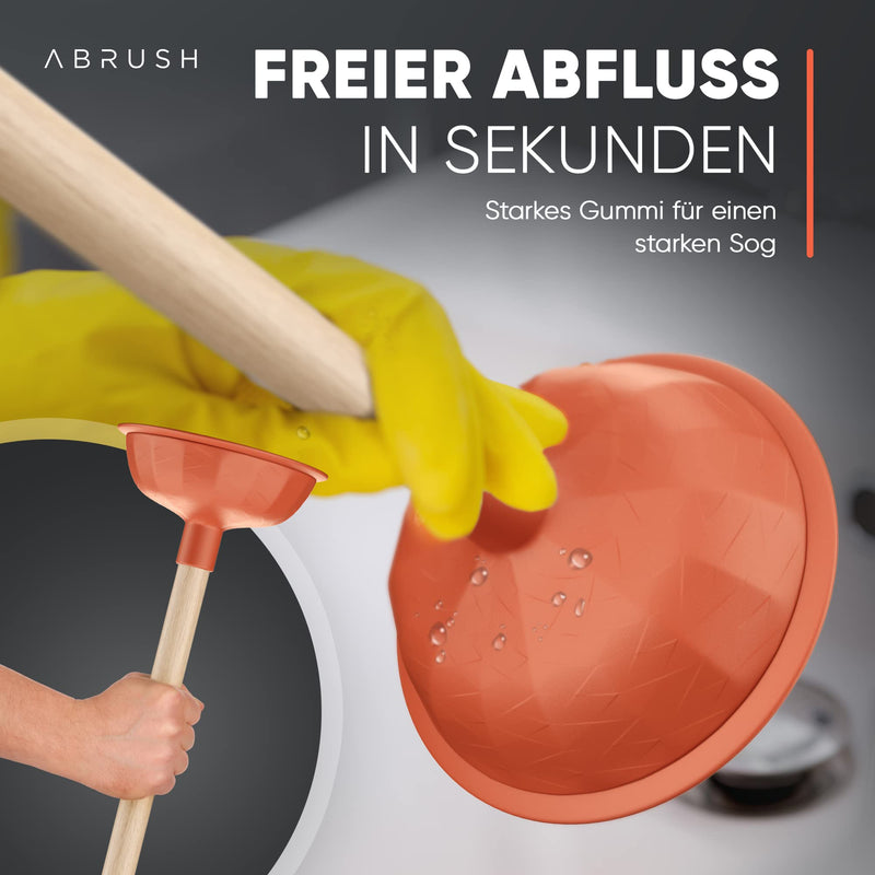 Abrush Pömpel für Toilette, Dusche & Küche | 140mm Abflussreiniger (Made in Germany) | Universal-Saugglocke für jeden Abfluss | Ausgussreiniger Pümpel aus Gummi | Abflussreiniger Pumpe - Rebolet.Shop