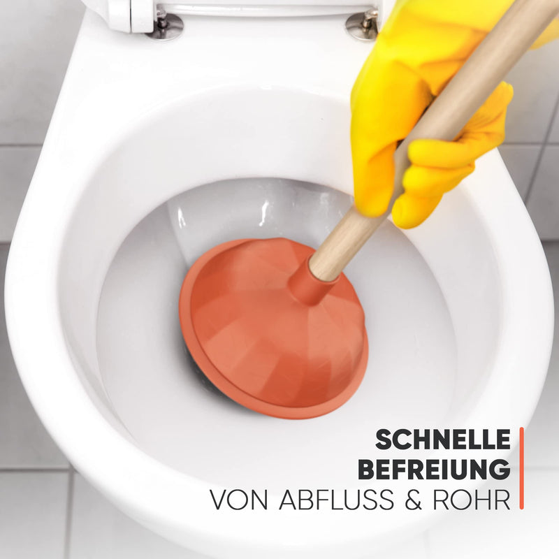 Abrush Pömpel für Toilette, Dusche & Küche | 140mm Abflussreiniger (Made in Germany) | Universal-Saugglocke für jeden Abfluss | Ausgussreiniger Pümpel aus Gummi | Abflussreiniger Pumpe - Rebolet.Shop