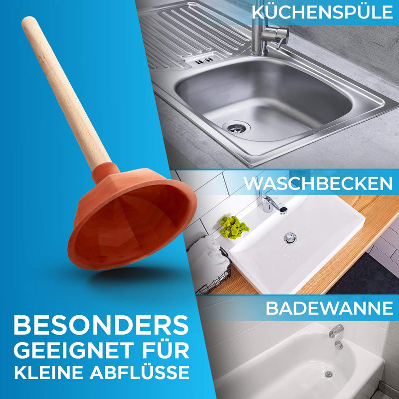 Abrush Pömpel für Waschbecken, Dusche & Küche | 110 mm Abflussreiniger (Made in Germany) | Universal-Saugglocke für jeden Abfluss | Ausgussreiniger Pümpel aus Gummi | Abflussreiniger Pumpe - Rebolet.Shop