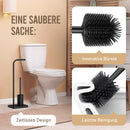 Abrush Stand WC Garnitur | Toilettenbürste- und Toilettenpapierhalter mit Silikon WC Bürste | WC Garnitur Set für jedes Badezimmer in schwarz - Rebolet.Shop