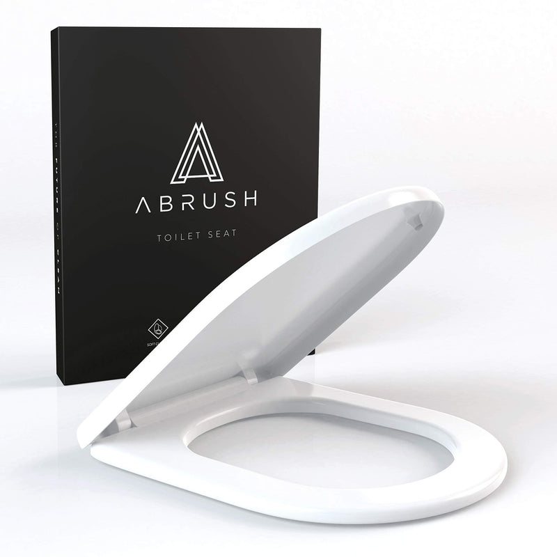 ABRUSH Toilettendeckel mit Absenkautomatik D-Form - Premium WC-Sitz Weiss inkl. Softclose - Klodeckel - Klobrille aus Duroplast - antibakterieller Toilettensitz passend für Duravit, V&B UVM - Rebolet.Shop