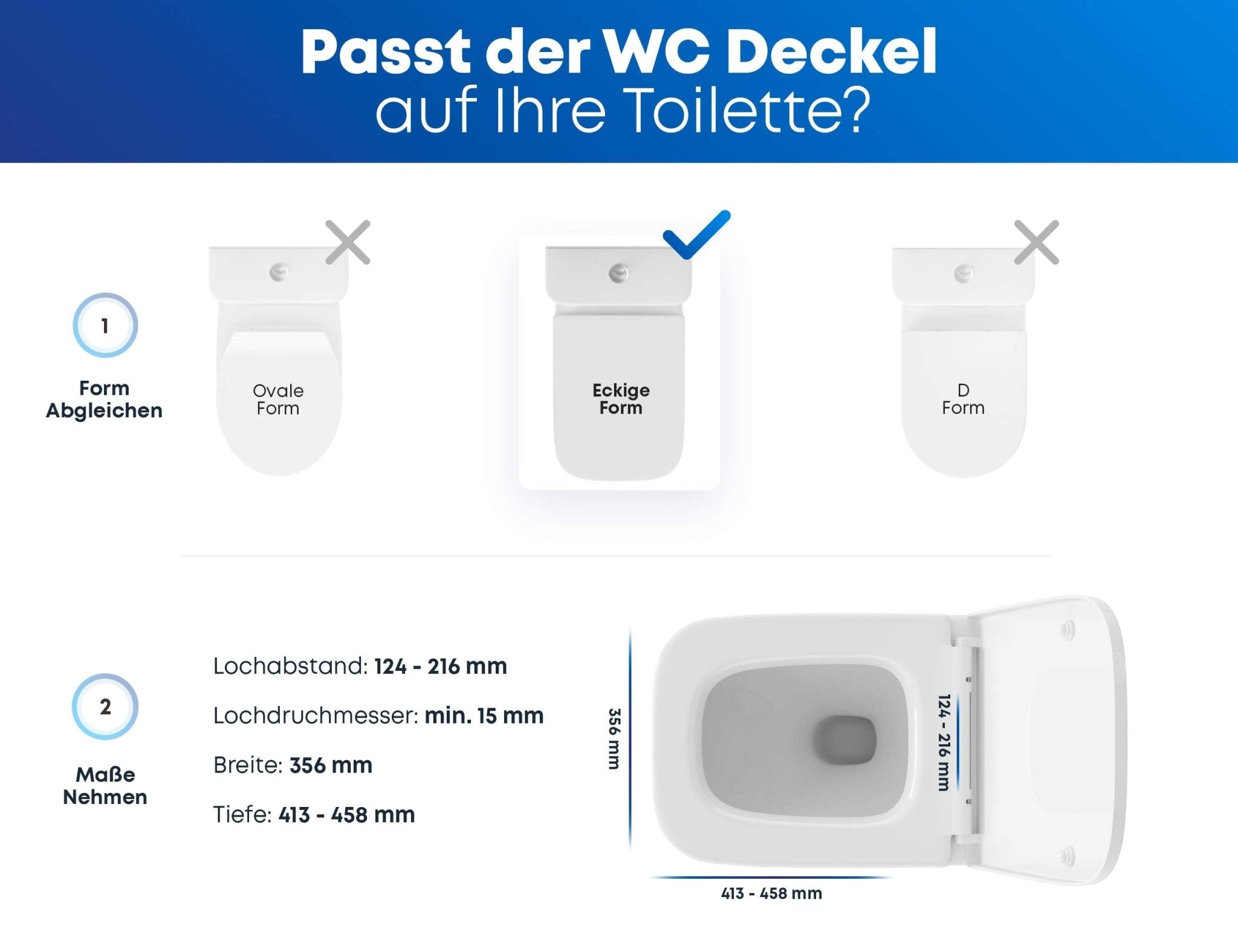 Abrush® Toilettendeckel mit Absenkautomatik | WC Sitz eckig aus Duroplast | WC Deckel & Klobrille in weiß | antibakterieller Toilettensitz passend für Keramag Renova Nr.1 Plan - Rebolet.Shop