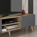 [en.casa] TV Schrank Grindsted Lowboard mit 2 Fächern Fernsehtisch mit Stauraum Wohnzimmer Eiche-Optik Anthrazit TV Board