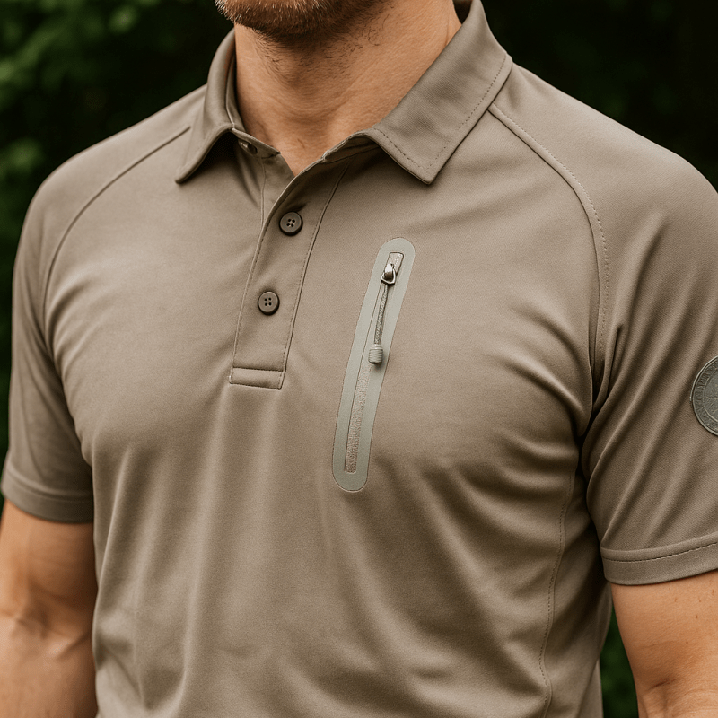 Herren Schnelltrocken-Poloshirt – Reißverschlusstasche, Outdoor