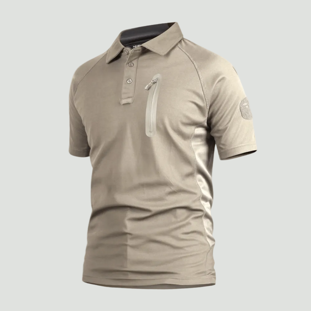 Herren Schnelltrocken-Poloshirt – Reißverschlusstasche, Outdoor